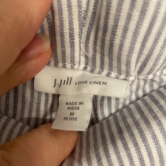 J JILL Size Medium Love Linen Seersucker Vibe Sailor Crop P M - Picture 8 of 8
